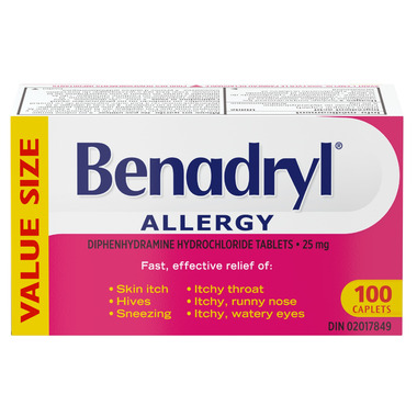 Benadryl Allergy Caplets 100 Caplets