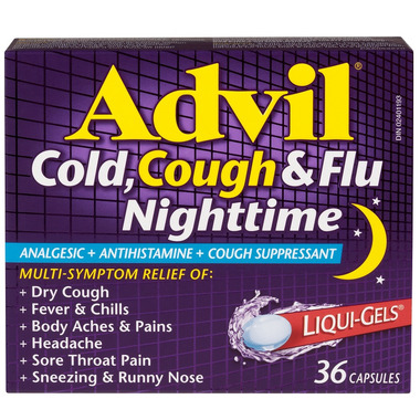 Advil Cold, Cough and Flu Nighttime Liqui-Gels 36 Capsules