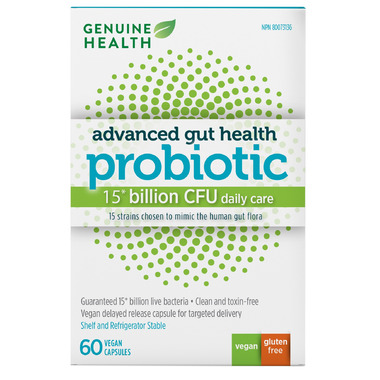 Genuine Health Advanced Gut Health Probiotic 15 Billion CFUs